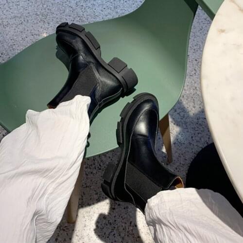 Women Boots Leather Ankle Boot Fashion Warm Fur High Heels Winter Shoes Womens Thick Soled Comfortable Casual Shoe