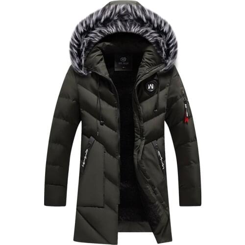 Winter Jacket Men 2021 Fashion Fur Hooded Male Parka Jacket Mens Solid Thick Jackets Cotton Coats Man Fleece Parkas Windbreaker