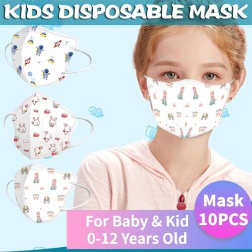 10pcs Baby 0-3 Years Old Kids 3-12years Childrens Mask Disposable Face Mask 4ply Mask For Baby Niño Halloween Mask Cosplay