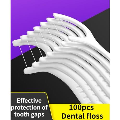 100pcs Dental Floss Flosser Picks Teeth Toothpicks Stick Tooth Clean Oral Care 7.5cm Dental Cleaning Toothpicks Floss Picks