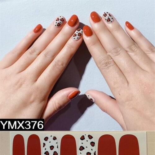 14tips/sheet Colorful Nail Art Stickers Finger Nail Full Cover Sticker Wraps Decorations Self Adhesive Tickers YMX376-405