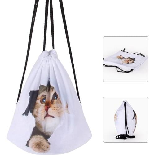 2pcs Cute Cat cartoon oxford cloth bundle pocket drawstring storage bag gift candy packing bags travel pouch package