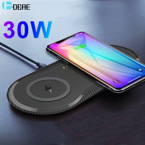 2 in 1 30W Dual Qi Wireless Charger for iPhone 12 Mini 11 XS Max XR X 8 Airpods Pro Double Fast Charging Pad For Samsung S20 S10