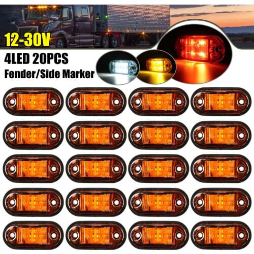 20/10/4PCS 12-24V 4 LED Side Marker Lights Front Rear Clearance Indicator Lamp for Truck RV Car Bus Trailer Van Caravan Boat