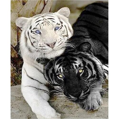 2016 Newest 3D DIY Diamond Painting Black And White Tiger Fabric For Needlework Mosaic Embroidery Resin Hobbi Craft Home Decor