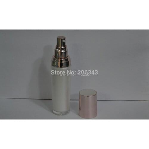 30ml pearl white acrylic press pump lotion.emusion bottle,cosmetic container,press pump bottle with pink lid ,Cosmetic bottle