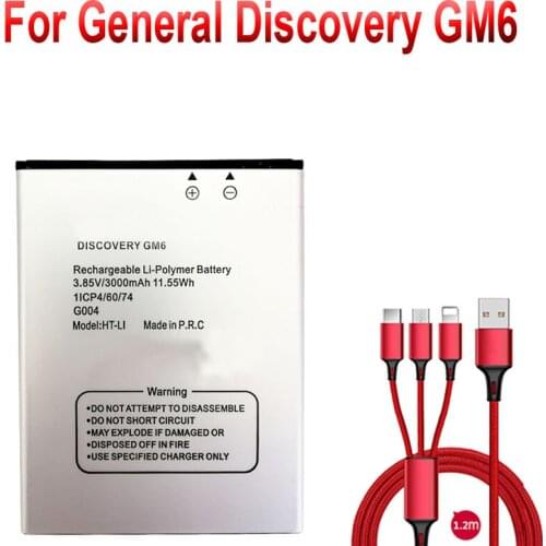 3000mAh Battery for General Discovery GM6 Mobile G004 Cell Phone Li-Polymer Batterie Battery+USB cable+toolkit