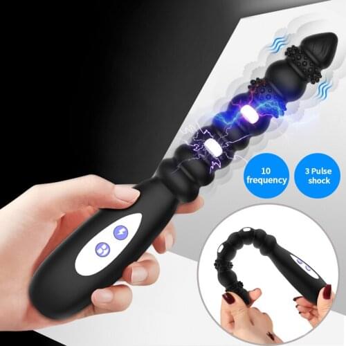 New Pulse shock Anal Beads Prostate Massager Butt Plug Anal Vibrator Sex Toys For Men Masturbator Vibrating Clit Stimalator