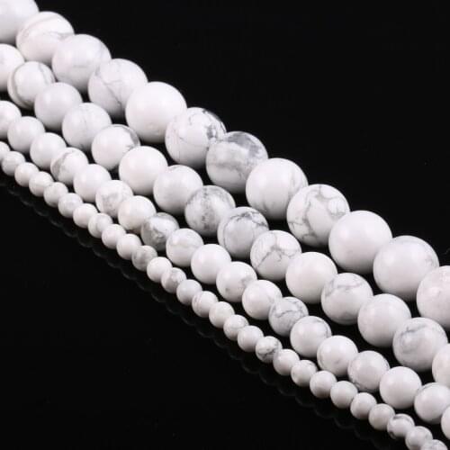 4/6/8/10/12mm Natural Stone White Turquoises Beads Round String Beads For Jewelry Making DIY Bracelet Necklace Accessories 15