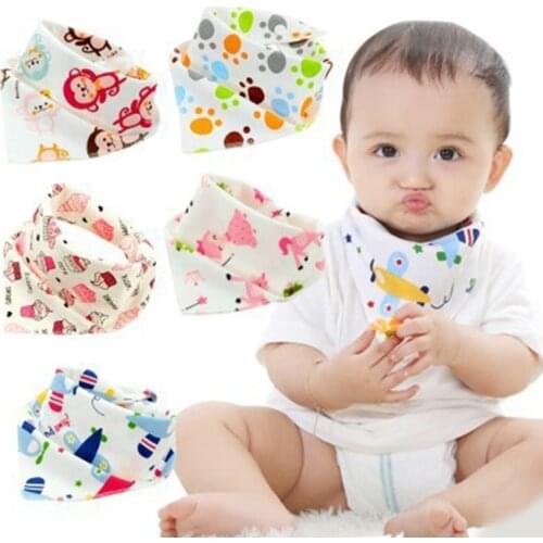 Baby Bibs Waterproof Triangle Natural Cotton Cartoon Bandana Bibs Soft Newborn Slabber Absorbent Cloth for Drooling and Teething