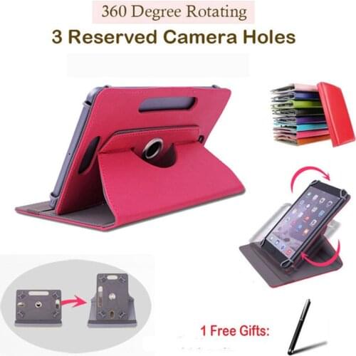 For Prestigio MultiPad 4 PMP7110D3G/PMP5101D/PMP5101C 10.1 inch 360 Degree Rotating Universal Tablet PU Leather cover case+Pen