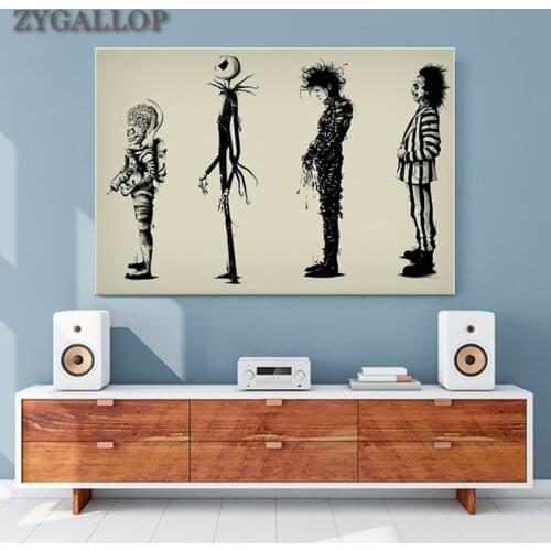 Home Decor Canvas Painting Edward Scissorhands Movie Poster Tim Burton Movie Pictures Print Wall Art decoracion hogar moderno