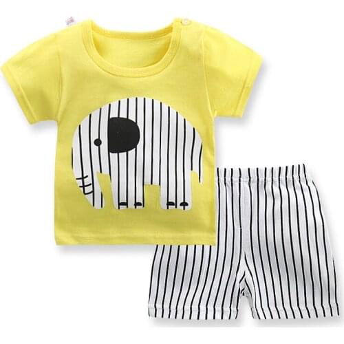 Cartoon Baby Boy Clothing Set Summer 2019 New Style Infant Clothes Baby Girls Clothing Cotton Short Sleeve Baby Boy Clothes