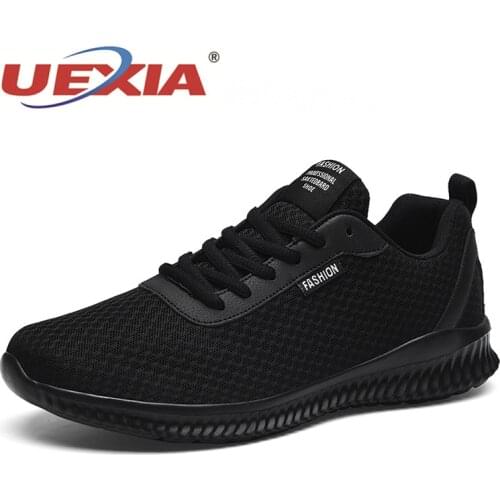 2021 Mesh Men Shoes Breathable White Sneakers Trendy Lace-Up Lightweight Black Walking Big Size Lightweight Black Walking Tenis