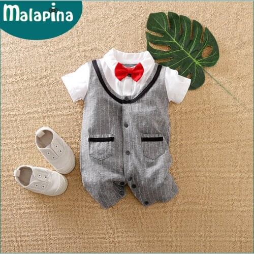 Malapina Summer Newborn Baby Boy Clothes Shorts Onesie Romper Jumpsuit Overalls Infant Cotton Outfit Toddler Gentleman Costume