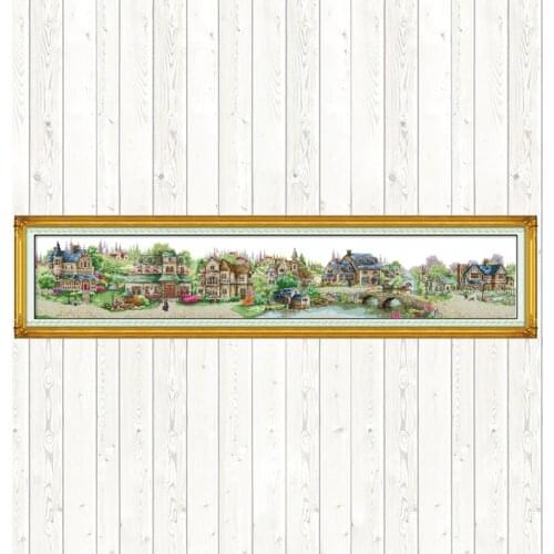 European Town Embroidery Handmade Needlework Package DMC Floss Kit Wall Home Decor Cross Stitch Kits 11CT 14CT Cross Stitch Sets