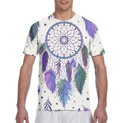 New Arrive Popular Colorful Dreamcatchers And Feathers Tshirt Men t-shirt Harajuku Style T shirt Summer Tops