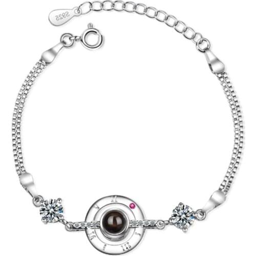 New net red simple memory projection 100 language love confession female models silver plated bracelets JO032