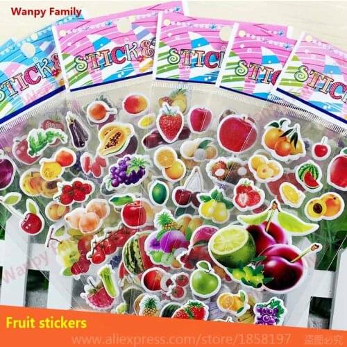 Very Nice fruit wall stickers 3D Cartoon fruit Bubble stickers For Kids rooms decor stickers Child Birthday Gift stickers
