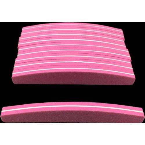 50 Pcs/lot Pink Professional Nail File Nail Sandpaper File Boat diamond spong Nail File Half Moon Gel Nail Files Buffer