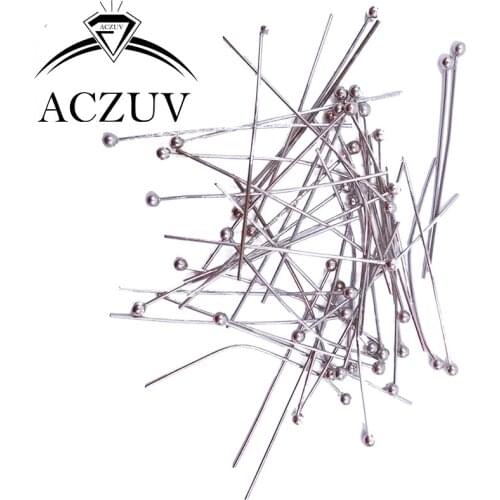 Rhodium Plated 20mm 25mm 30mm 35mm 40mm 50mm 2000pcs Metal Ball Head Pin DIY Jewelry Headpins Findings Accessories HPB004