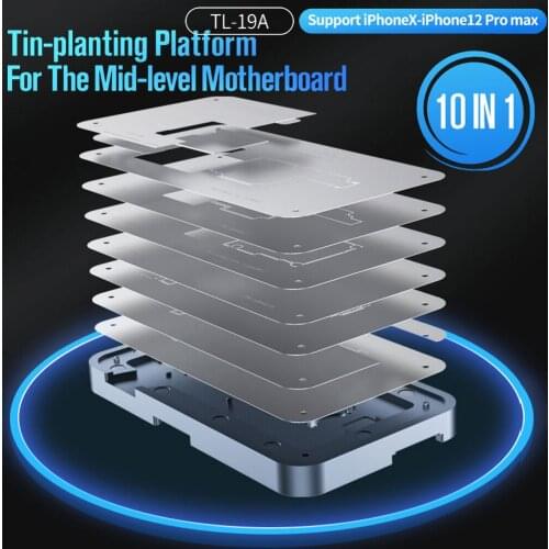 TUOLI TL-19A 10 IN 1 Fixture For iPhone X-12 pro max Middle Layer Motherboard Reballing Soldering Platform With Stencil