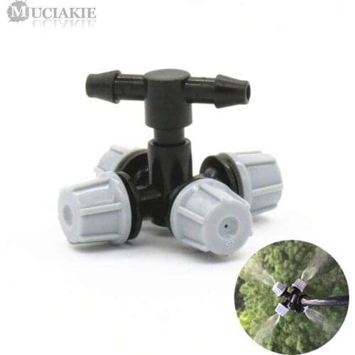 MUCIAKIE 1PC Garden Misting Cross Sprinkler Nozzle with 4/7mm Tee Good Quality for Flower Tree Irrigation Spray