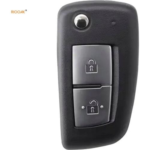 RIOOAK New Remote Car Key Shell 2 Buttons For Niss an Qashqai Sunny NV200 Auto Remote Folding Key With Uncut Blade