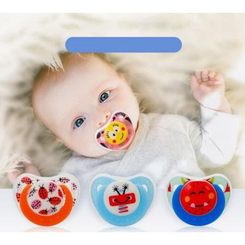 Cute Baby Silicone Pacifier Soothing Infants Bite Chew Supplies Newborn Comfort Appease Nipple Flat Teat Pacifiers