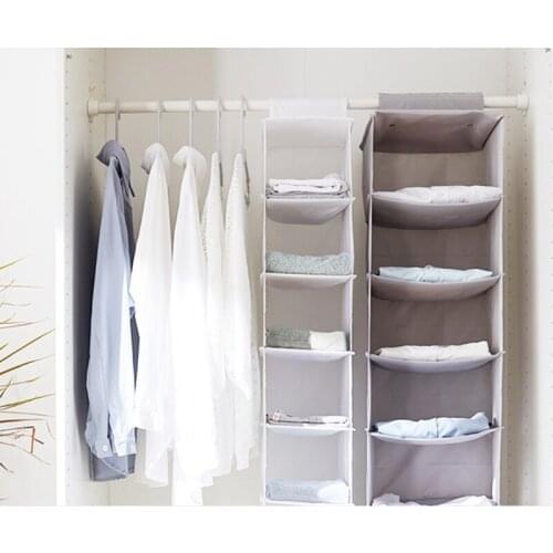 Foldable Hanging Wardrobe Organizer Holder Storage Bag Closet Shelf Cloth Hanger Rack