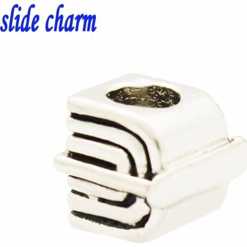 Slide charm Free shipping fashion history book manuscripts gift charm beads fit Pandora bracelet