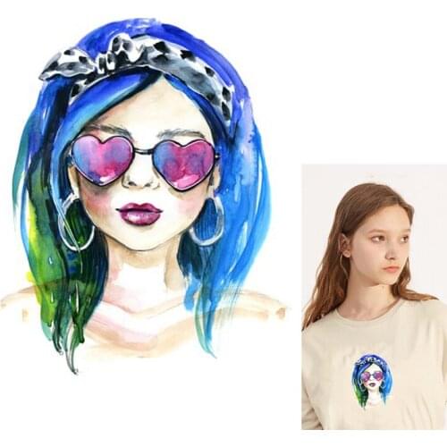 Girl Iron-On Transfer Heat Transfers PVC Patch For Clothes DIY Cartoon Thermal Transfer Hot Vinyl Iron Sticker Apparel Accessory