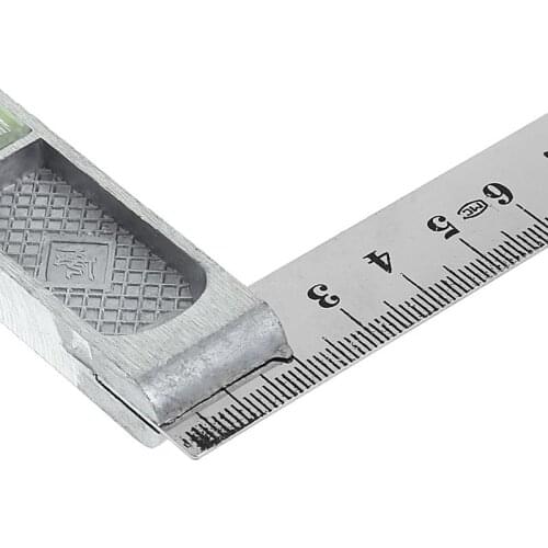 OOTDTY 150mm Triangle Ruler 90° Alloy with Bead Horizontal Woodworking Measuring Tool