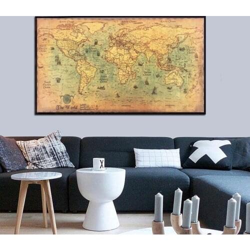 Vintage Nautical Ocean Sea World Map Sticker Paintings Home Decor Antique Home Decor Map World Sticker Poster Wall Chart Sticker
