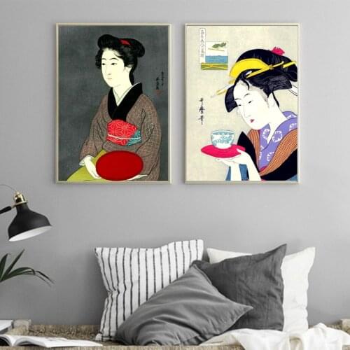 Japanese Artwork Geisha Vintage Poster Prints Oil Painting On Canvas Wall Art Murals Pictures For Living Room Decoration On Sale
