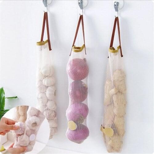 Vegetable Onion Potato Storage Hanging Hollow Breathable Mesh Bag Storage Kitchen Garlic Ginger Mesh Storage Bag