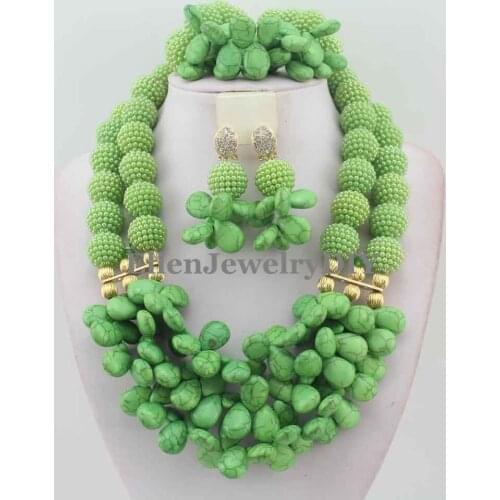 Handmade women necklaces costume jewellry nigerian wedding african beads jewelry set W10973