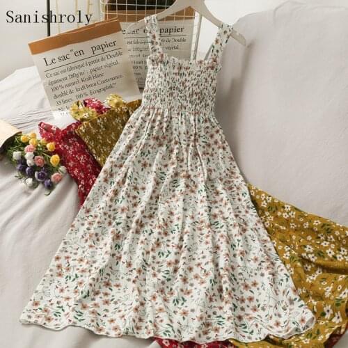 2021 Summer Women Strapless Floral Print Dress Sweet Folds Spaghetti Strap Dress Ladies Fungus Sleeveless Long Chiffon Vestidos