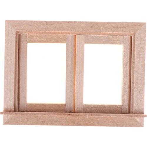 1/12 Dollhouse Miniature Wood 2 Pane Window Frame DIY Furniture Accessory