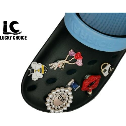 1 Pcs Metal Croc Charms Bling Silver Diamond Butterfly Girl Decoration for JIBZ Bow Bear Croc Jeans for Shoes Charms Accessories