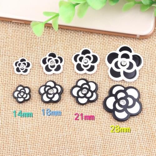 Black White Color Planar Resin Cabochons Cute Rose Flower Clay Charm pendant DIY Girls Hair Clip Phone Shell Decoration 10pcs