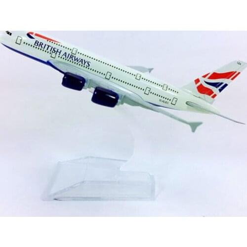 16CM 1:400 Scale Airplanes British Airways Airbus A380 Metal Airplane Model Collectible Display Kids Gift Toys