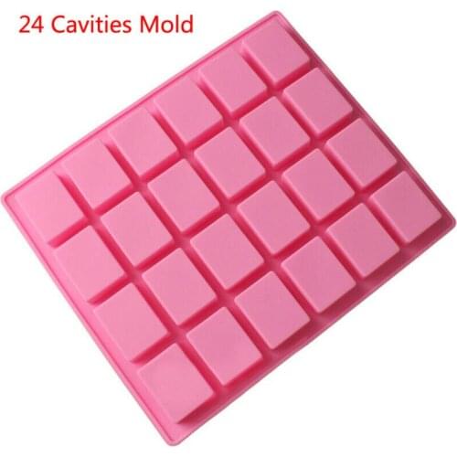 24 Cavity Mini Muffin Pan Soap Cookies Chocolate Cake Tray Bakeware Rectangle Silicone Mold DIY Tool