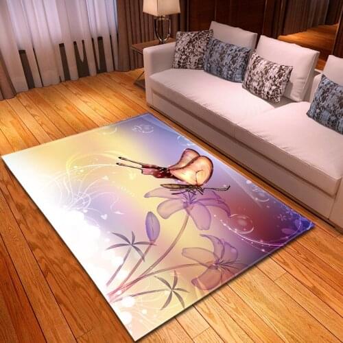 3D Purple Butterfly Carpet Bedroom Large Rug Home Hallway Living Room Carpet Kids Room Parlor Bathroom Floor Mat Home Decoration