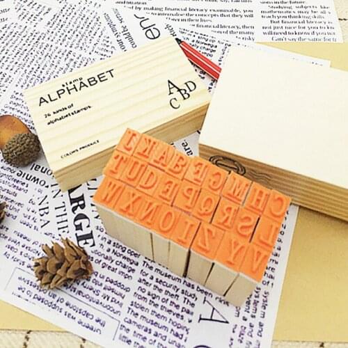 4set/lot New DIY English Wooden Stamp Alphabet Digital Letters Seal Set Standardized Stamps Wholesale