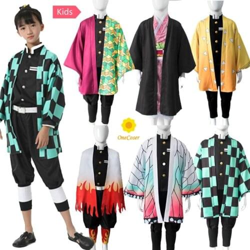 Anime Demon Slayer Kids Cosplay Costume Kimetsu no Yaiba Kamado Tanjirou Kamado Nezuko Cloak Suit Party Kimono Children Uniform