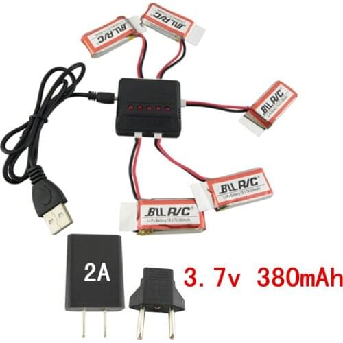 BLLRC helicopter lithium battery hubsan X4 H107L / C / D UDI U816 SYMA X11C aircraft spare parts 5PCS 3.7V 380mah and charger