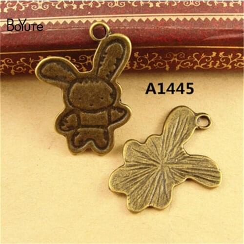 BoYuTe (40 Pieces/Lot) 25*19MM Antique Bronze Plated Zinc Alloy Cute Rabbit Charms Pendant for Diy Jewelry Findings Making