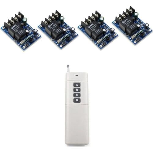 Long Range DC 12V 24V 36V 48V 1 CH RF Wireless Remote Control 4 Receivers and 1pcs Transmitter High Power 1000m 315/433mhz