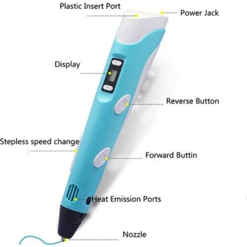 Kids Creative Child Education Toy Gifts 3D Pen LCD Screen DIY 12V 3D Printing Pens ABS PLA Filaments Arts Design Drawing for